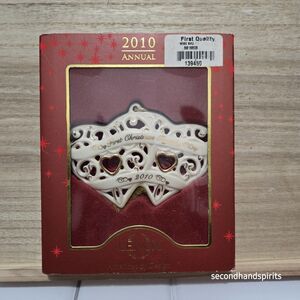 Lenox 2010  Our First Christmas Together Porcelain Double Heart Ornament IN BOX